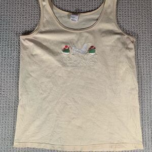 Vintage Anvil Pale Yellow Tank Top Mackinac Island 90s Sleeveless Anvil Womens L